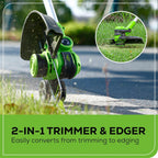 Greenworks 40V 21" Self-Propelled Lawn Mower Axial Leaf Blower(500 CFM / 120 MPH) 13" String Trimmer with 2 Batteries(5Ah+2Ah) & Chargers