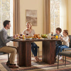 OKD 63 Inch Modern Wood Oval Dining Table for 4-6, Dining Room Table with Stable T-Shaped Base & Metal Frame & Thick Tabletop, Sturdy Kitchen Table for Dinner Room, Kitchen, Gathering, Dark Walnut