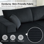 Modular Sectional Sofa,114" U-Shaped Boneless Sofa for Living Room,Oversized 3-Seater Deep Seat Cloud Couches,Corduroy Upholstered Corner Sofa Couch,No Assembly Required,Black