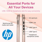 HP 14″Rose Gold Lightweight Laptop  with Office 365 & Copilot AI  Intel Processor  8GB RAM Memory  128GB SSD + 1TB Cloud Storage