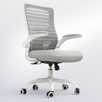 Office Chair for Long Hours & Back Pain Relief – 4" Thick Molded Foam Cushion, Padded Lumbar Support and Flip-up Armrests, Ideal for Office or Study, Light Gray
