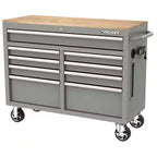 46-in W x 24.5-in D 9-Drawer Mobile Workbench with Hardwood Top and Power Station  Gloss Black