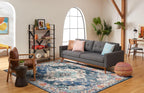 SAFAVIEH Monaco Collection Area Rug - 12' Square, Navy & Light Blue, Non-Shedding & Easy to Clean, Distressed Medallion Design, Ideal for Living Room, Bedroom, Dining Space (MNC243N)