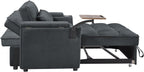65'' 3-in-1 Folding Convertible Sofa Bed, Pullout Sofa, Modern Chenille Fabric, 360° Swivel Side Table, Easy Assembly, Perfect for Living Room, Grey