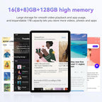 HUIHUANG Tablet 10 Inch Android 14 Tablet, 16GB RAM 128GB ROM, 1TB Expansion, Octa-core, Large Capacity Battery, 5MP + 8MP Dual Camera, 5G/2.4G WiFi, Bluetooth 5.0, GPS, Drop-Proof Case (Blue)