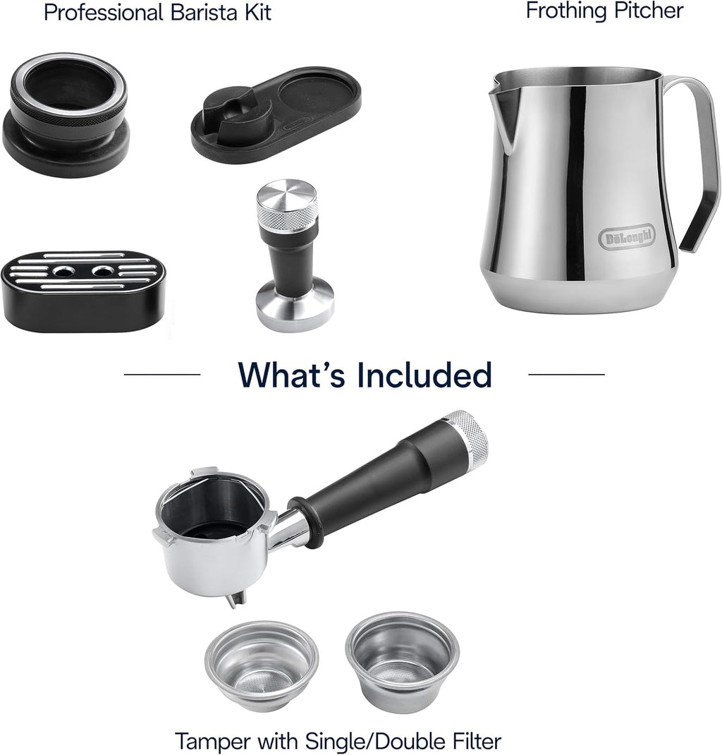 De'Longhi La Specialista Arte Evo Espresso Machine - Compact Cold Brew Coffee Maker with Grinder, Milk Steam Wand/Frother & Tamping Tools - Home Barista Kit for Lattes, Cappuccinos, Iced Coffee