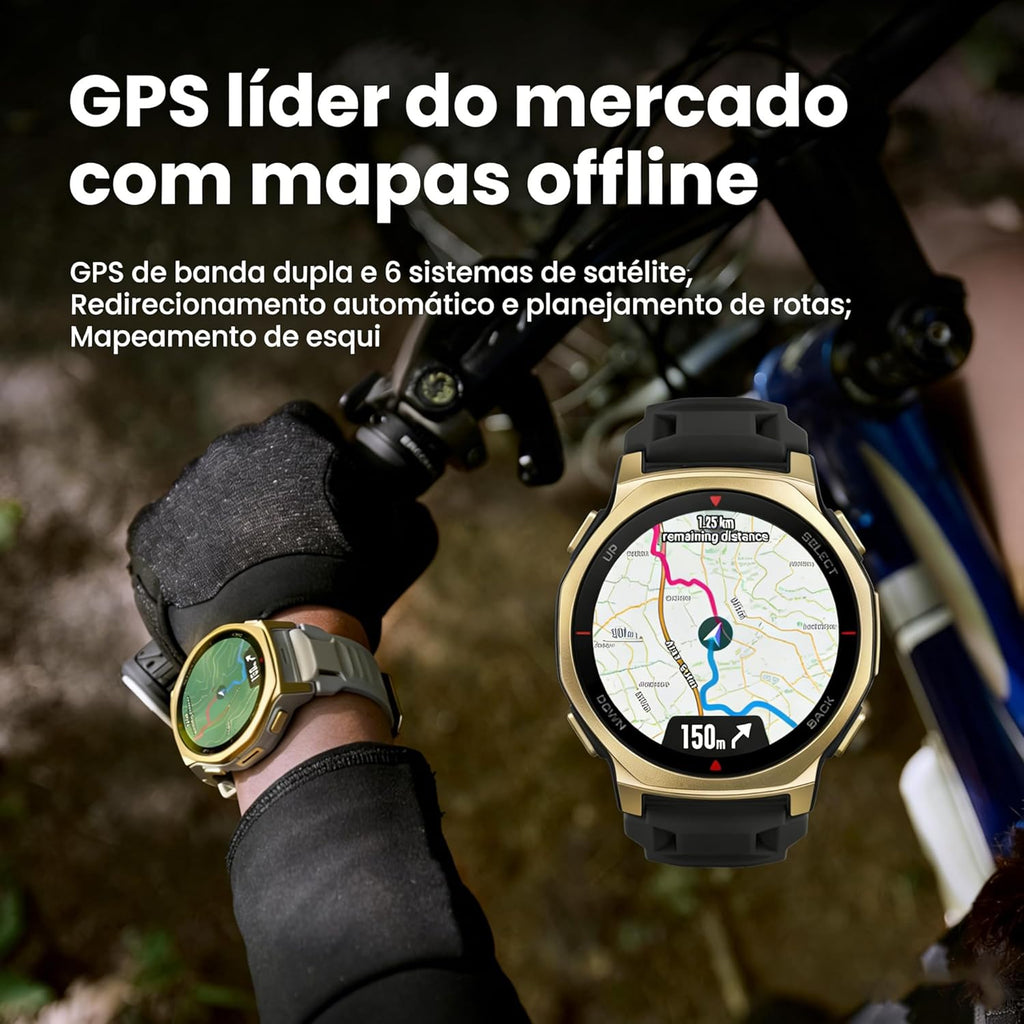 Amazfit T-Rex 3 Pro Outdoor Smart Watch 44mm Sapphire AMOLED Display with Flashlight  Ti Bezel  Dual Band GPS  Offline Maps  17 Days Battery  10 ATM  180+ Sports Mode for Android & iPhone  Black