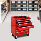 7 Drawers Rolling Tool Cart on Wheels, Multifunctional Organizer Tool Chest Tool Case, Trolley Tool Storage Tool Box for Workshop,Garage,Repair Shop (7 Drawers 24.2" W×12.9" D×29.9" H-Red)