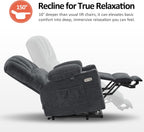 MCombo Power Lift Recliner Chair for Elderly, Lift Chair with Heat and Massage, USB &Type C Ports, Cup Holders, Fabric 7095 (Medium, Dark Grey)