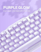 GravaStar Mercury K1 Purple 75% Wireless Mechanical Keyboard – Tri-Mode BT5.0/2.4GHz/USB-C Gaming Keyboard, Jelly Keycaps, Linear Switches, RGB Backlit Creamy Keyboard for PC/Mac, Cute & Stylish
