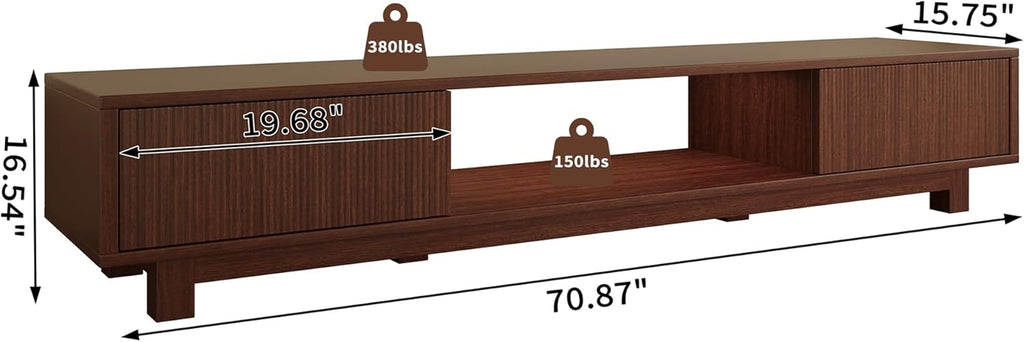 Maggym 70″ TV Stand with Storage, Modern Media Console with 2 Doors and Open Shelves, Entertainment Center for Living Room, Walnut
