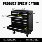 7 Drawers Rolling Tool Cart on Wheels, Multifunctional Organizer Tool Chest Tool Case, Trolley Tool Storage Tool Box for Workshop,Garage,Repair Shop (7 Drawers 24.2" W×12.9" D×29.9" H-Black)