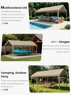 12 x 20 Ft Carport Replacement Cover, Heavy Duty Outdoor Car Tarp Canopy, Waterproof & UV Protected Tear Oxford Tarp with Ball Bungees (Frame is Not Included)