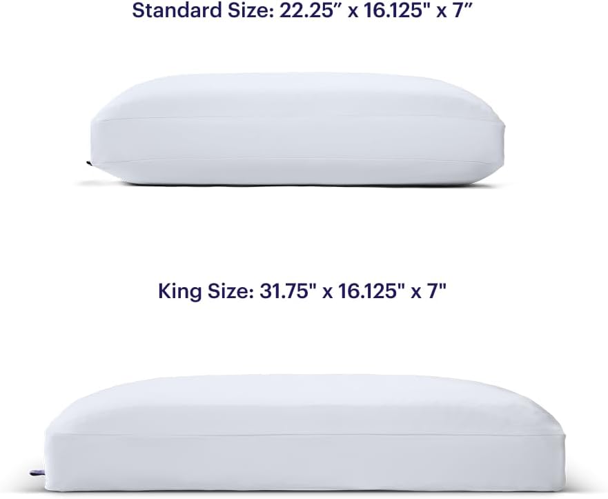 Purple DreamLayer Pillow - Standard Size, Multi-Layered GelFlex Grid & MicroAir Foam for Support & Pressure Relief - Customizable Height with Removable Foam Booster Layers