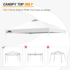 EAGLE PEAK Replacement Canopy Top for Eagle Peak 10x10 Straight Leg Pop Up Canopy Frame Only, Canopy Cover with Air Vent, UPF 50+, Frame NOT Included, White