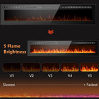 80 inch Ultra-Thin Electric Fireplace Recessed and Wall Mounted with Touch Screen Control Panel/Remote Control- Timer,Realistic 5 Flame - Log & Crystal Hearth Options