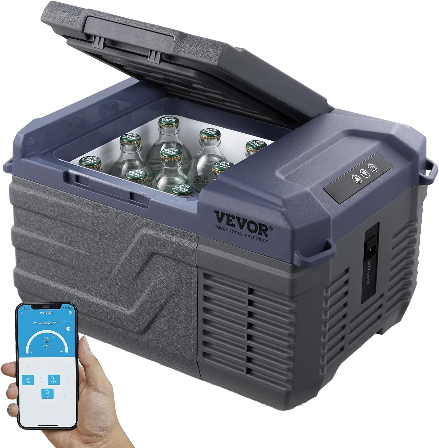 VEVOR Car Refrigerator, 12 Volt Car Refrigerator Fridge, 9 L Single Zone Portable Freezer, -4℉-68℉ Adjustable Range, 12/24V DC and 100-240V AC Compressor Cooler for Outdoor, Camping, RV
