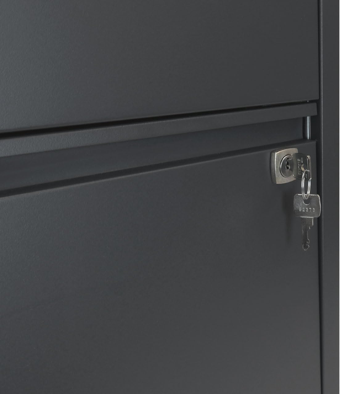 Bisley 3-Drawer Flush Front Vertical File Cabinet - Anthracite Grey, 2 Utility Drawers + 1 Hanging File Drawer, Powder-Coated Steel, Locking Bottom Drawer