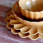 LEMIEUX ET CIE Dhalia 4-Piece Bowl Set Stoneware, Bowls, Dishwasher and Microwave Safe, Dish Set for 4, Camel