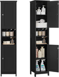 TEENFON 67" Tall Bathroom Cabinet with Adjustable Shelves and Doors, Narrow Bathroom Storage Cabinet for Small Space, Living Room, Entryway, Kitchen, Black
