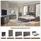 Farmhouse 6 Drawers Dresser for Bedroom, 54" Wide Large Dressers & Chests of Drawers w/Roman Column, Wooden Dresser TV Stand with Large Drawers for Nursery Bedroom Living Room Hallway,Dark Rustic Oak