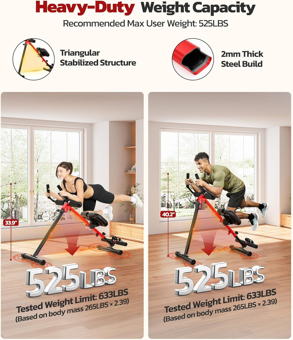 Yoleo Multi-Functional Ab Machine, Foldable Ab Workout Equipment, Ab Trainer Machine for Stomach Workout, Ab Crunch & Rowing Machine with Foam Support,7-Length Adjustable Ab Machine for Home Exercise