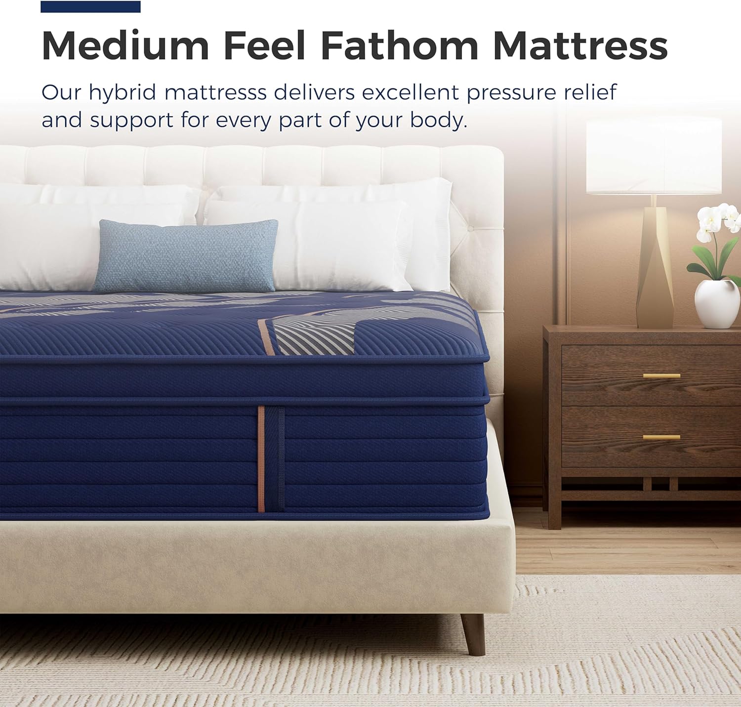 FATHOM King Size Mattress, 14 Inch Hybrid Mattress with Breathable Modal Cover, Cooling Gel Memory Foam & Pocket Spring, Pressure Relief & Fiberglass-Free, CertiPUR-US Certified, Foam Made in USA