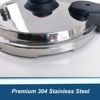 XINFU Heavy Duty 304 Stainless Steel Pressure Cooker 8.5 Quart, Serves 6-8, Standard and Fast Modes, Multi-Safety, Even-Heat Patented Base, Compatible with Gas, Electric, Ceramic and Induction Stoves