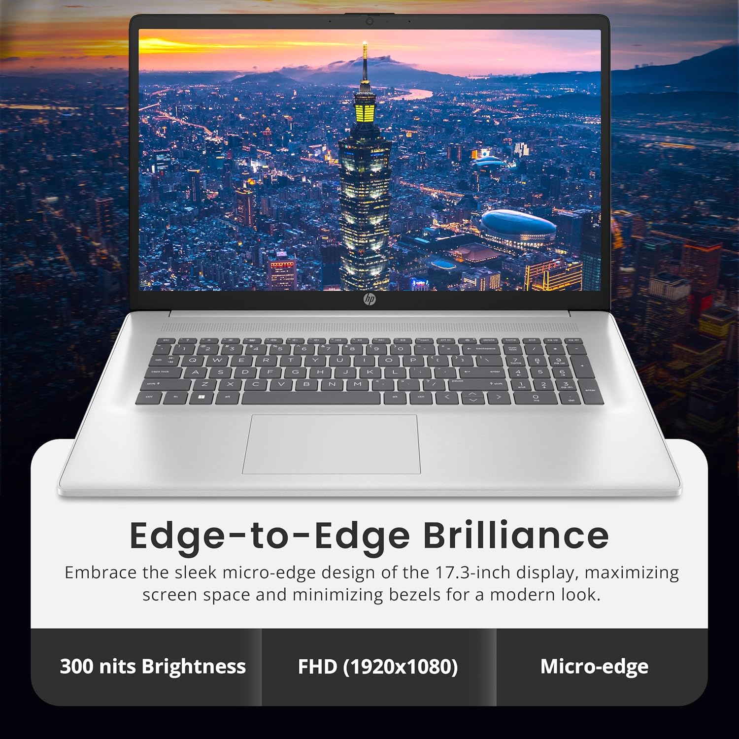 HP 17.3" FHD IPS Anti-Glare Laptop  Intel 7-150U  16GB RAM  2TB Storage (1TB SSD & 1TB Docking Station Set)  Intel Graphics  Num Pad  Wi-Fi 6  1080p Webcam  Fast Charge  Windows 11 Home  Silver