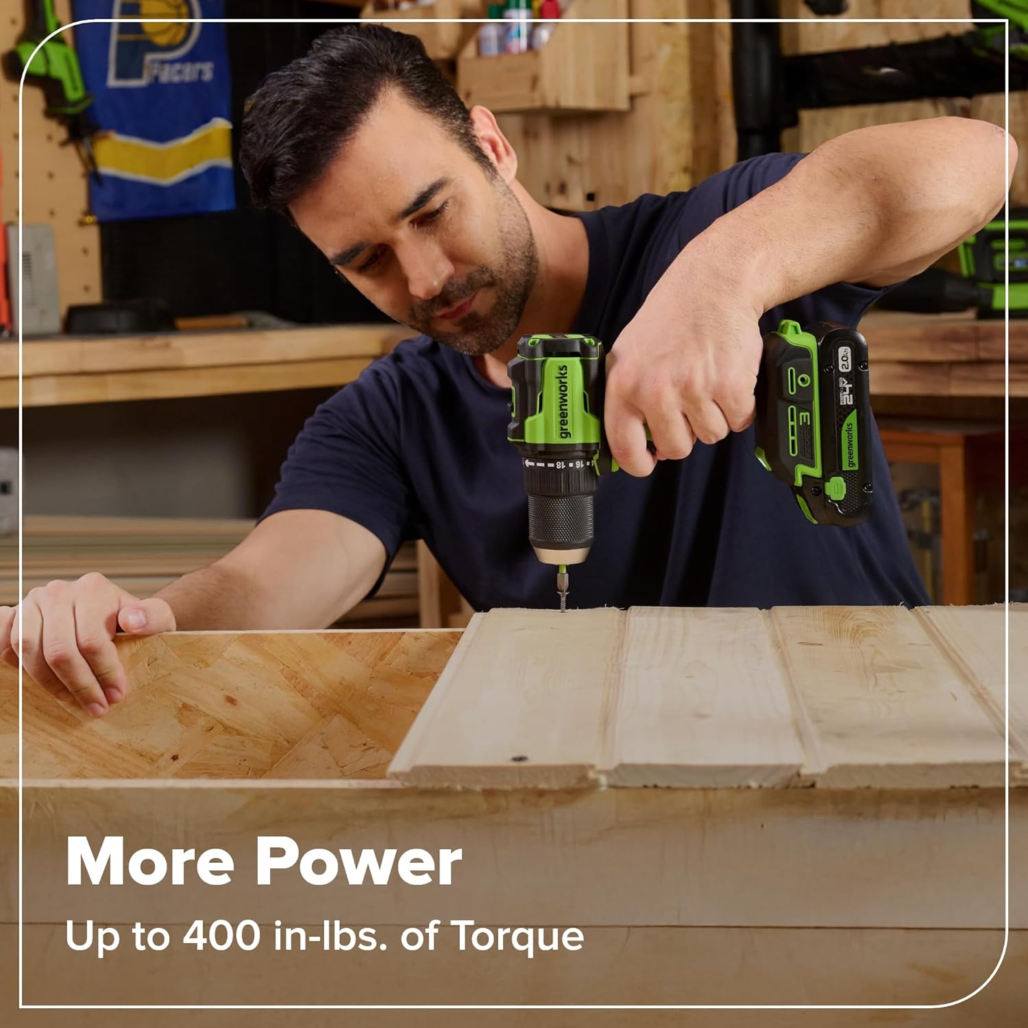 GREENWORKS 24V 1/2” Brushless Cordless Drill (400 In-lbs.) + 6.5” Circular Saw (4,800 RPM), (2) 2.0Ah (12,000mAh Power Bank) USB-C Batteries, Braided Cable, 65W Rapid Charger