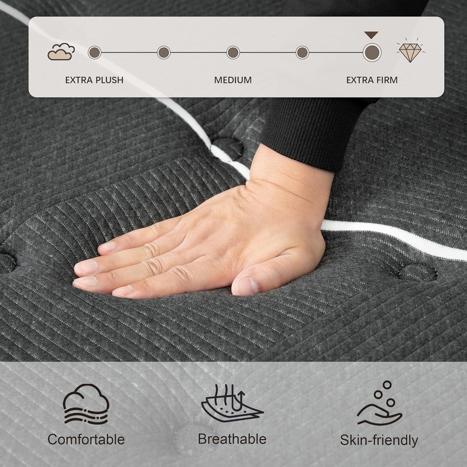 Extra Firm King Mattress, 14 Inch King Size Mattress,Luxurious Memroy Foam Hybrid Extra Lumbar Support, Back Pain Relief&Cool Sleep, Firm Foam Encased Edge,Motion Isolation,Fiberglass-Free