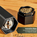 HexClad Salt and Pepper Mill Set with Adjustable Professional Grinders and No-Mess Caps