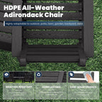 PLUUV Tall Adirondack Chairs Set of 2  All Weather HDPE Poly Bar Height Balcony Adirondack Chair with Removable Double Connecting Trays  Outdoor Adirondack Barstools for Deck  Patio  Yard  Pool  Lawn