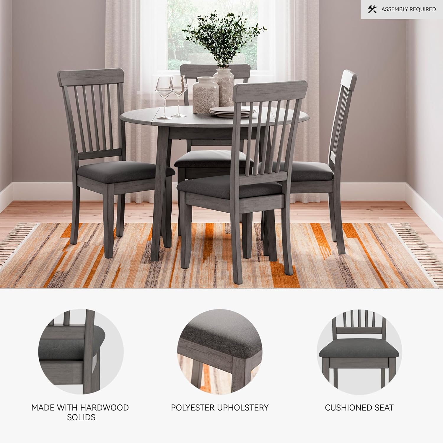 Signature Design by Ashley Shullden Casual Dining Room Side Chair with Spindle Back, 2 Count, Gray