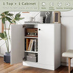 Giantex 2 Door Storage Base Cabinet - Freestanding Floor Cabinet with 3-Tier Shelf, 28” x 13.5” x 33.5”, Non-Slip Foot Pads, Kitchen Cupboard Storage Organizer for Living Room, Entryway, Office