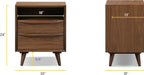Poly & BARK Cura 22” Nightstand – Solid and Veneered American Black Walnut Bedside Table with Soft‑Close Drawers, Cord Management Cut‑Out and Splayed Solid Walnut Legs