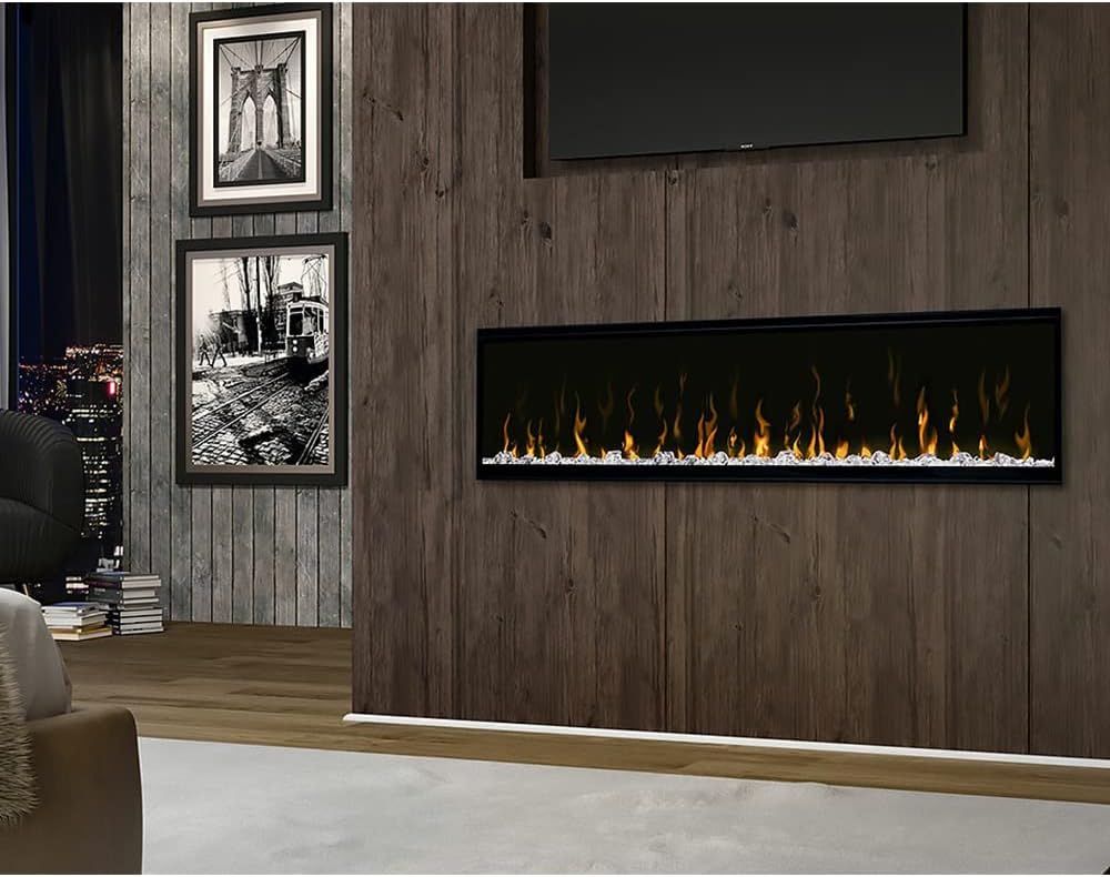 Dimplex IgniteXL 60" Built-in Linear Electric Fireplace with Driftwood and River Rock Accessories (Models: XLF60 & LF60DWS-KIT) 8530/5118 BTU, 240/120 Volt, 2500/1500 Watt, Black