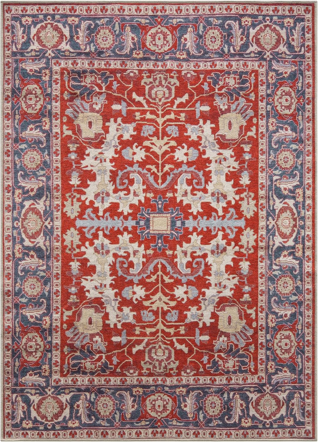 Keen Home Design 8x10 Rug - Machine Washable Area Rug with Non-Slip Backing, Ideal for Living Room, Dining Room, Bedroom - Vintage, Easy Clean, Durable, Low Pile Rug - (8' x 10')