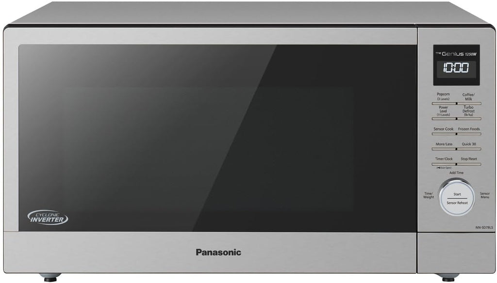 Panasonic NN-SD78LS 1.6 cu.ft Cyclonic Inverter Countertop Microwave Oven 1250Watt Power with Genius Sensor Cooking, cft, 19.44"D x 21.88"W x 11.94"H,Stainless Steel