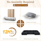 Modular Sectional Sleeper Sofa,134 Inch Boneless Cloud Couch for Living Room, U Shaped 5 Seat Sofa with 2 Storage Pockets& 2 Cup Holders, Free Combination, No Assembly Required (Dark Grey)