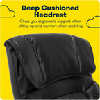 Serta Hannah Executive Home Office Desk Chair, Ergonomic Mid-Back with Lumbar Support, Firm Seat Cushion, Layered Body Pillows, Padded Armrests, Swivel Base, Easy Assembly, Bonded Leather, Black