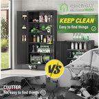Greenvelly Metal Storage Cabinet with Wheels,72" Black Garage Storage Cabinet with Pegboards and Wheels, Rolling Tool Cabinet with Locking Doors and Shelves for Home,Basement, Kitchen
