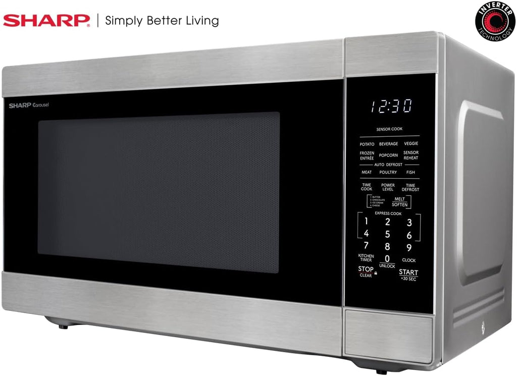 SHARP Countertop Microwave Oven with Removable 16.5" Carousel Turntable, 1200 Watt, 2.2 Cubic Feet, Stainless Steel