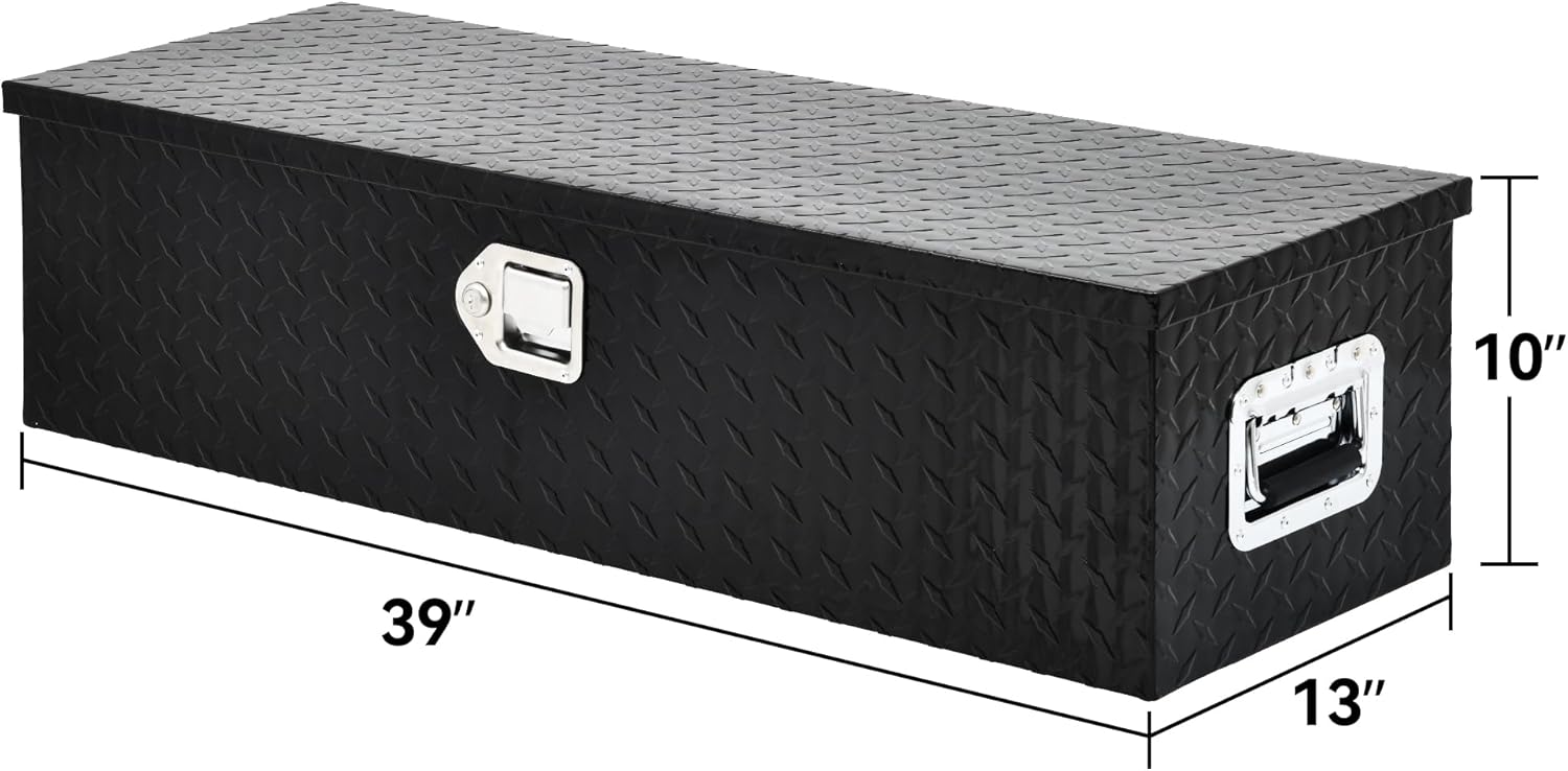 YITAMOTOR 39 Inch Truck Bed Tool Boxes Heavy Duty Aluminum with Sliding Shelf,Diamond Plate ToolBox for Pick Up Truck RV Trailer, Chest Storage Organizer with Lock and Keys