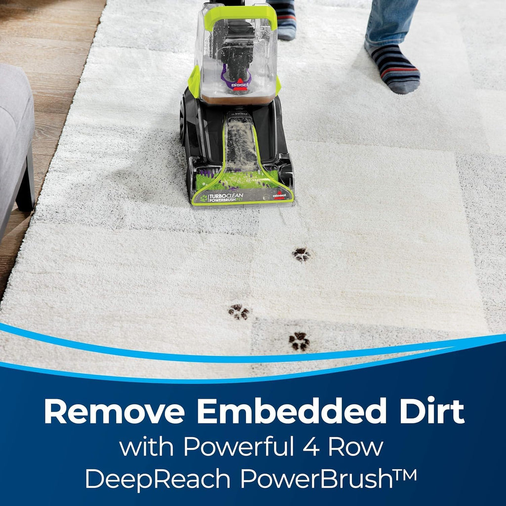 Bundle of Bissell TurboClean PowerBrush Pet Carpet Cleaner, 2987,Green/Black large + Bissell 78H63 Deep Clean Pro 4X Deep Cleaning Concentrated Carpet Shampoo, 48 ounces - Silver