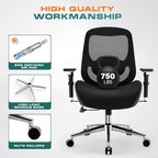 750lbs Big and Tall Office Chair with Wide Thick Seat Cushion for Heavy People Ergonomic Computer Mesh Desk Chairs with 4D Armrests, Adjustable Lumbar Support for Adults 8 Hours daliy Work