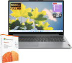 Lenovo IdeaPad 1 Student Laptop  Intel Dual Core Processor  20GB RAM  1TB SSD + 128GB eMMC  15.6" FHD Display  1 Year Office 365  Windows 11 Home  Wi-Fi 6  Webcam  Bluetooth  SD Card Reader  Grey