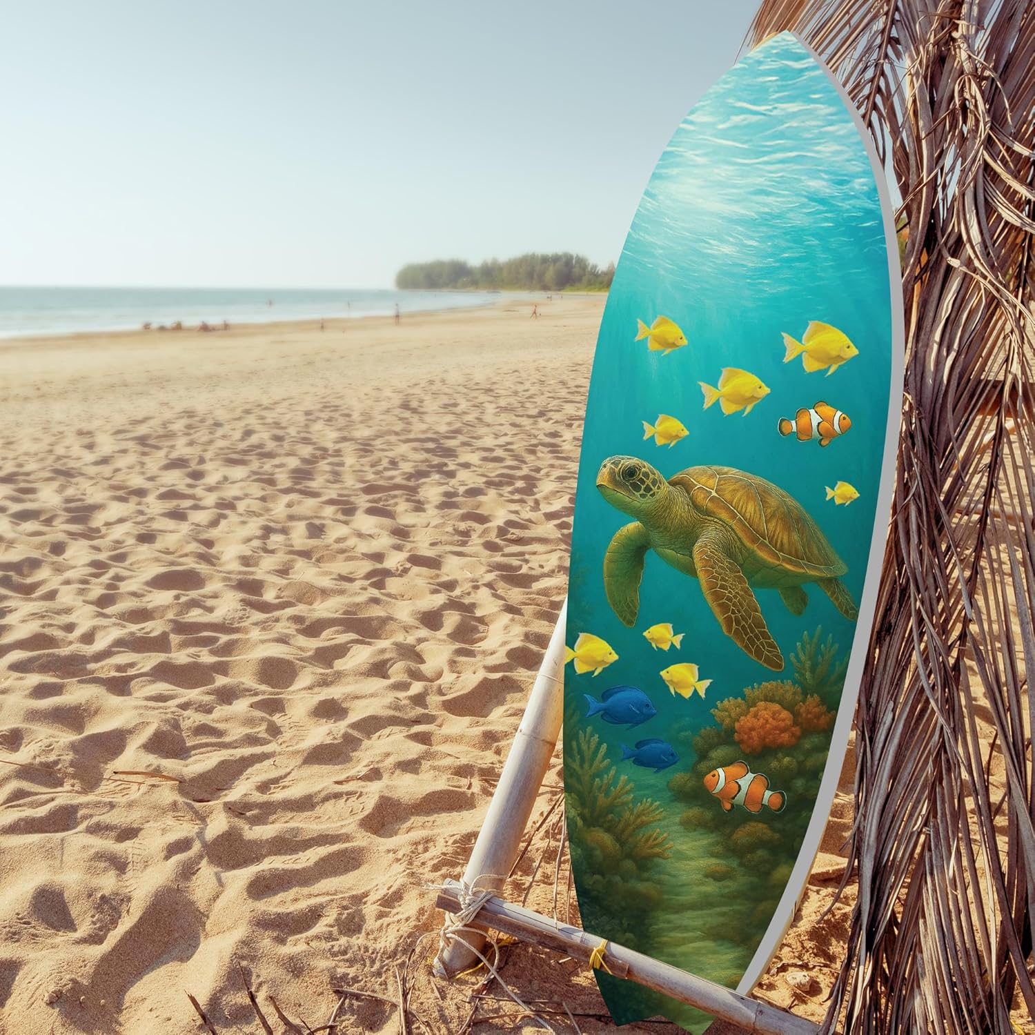 JennyGems Outdoor Decorative Surfboard Wall Art - Sea Turtle Decor Ocean-Themed, Beach House Sign, Weather Resistant PVC 3 Foot