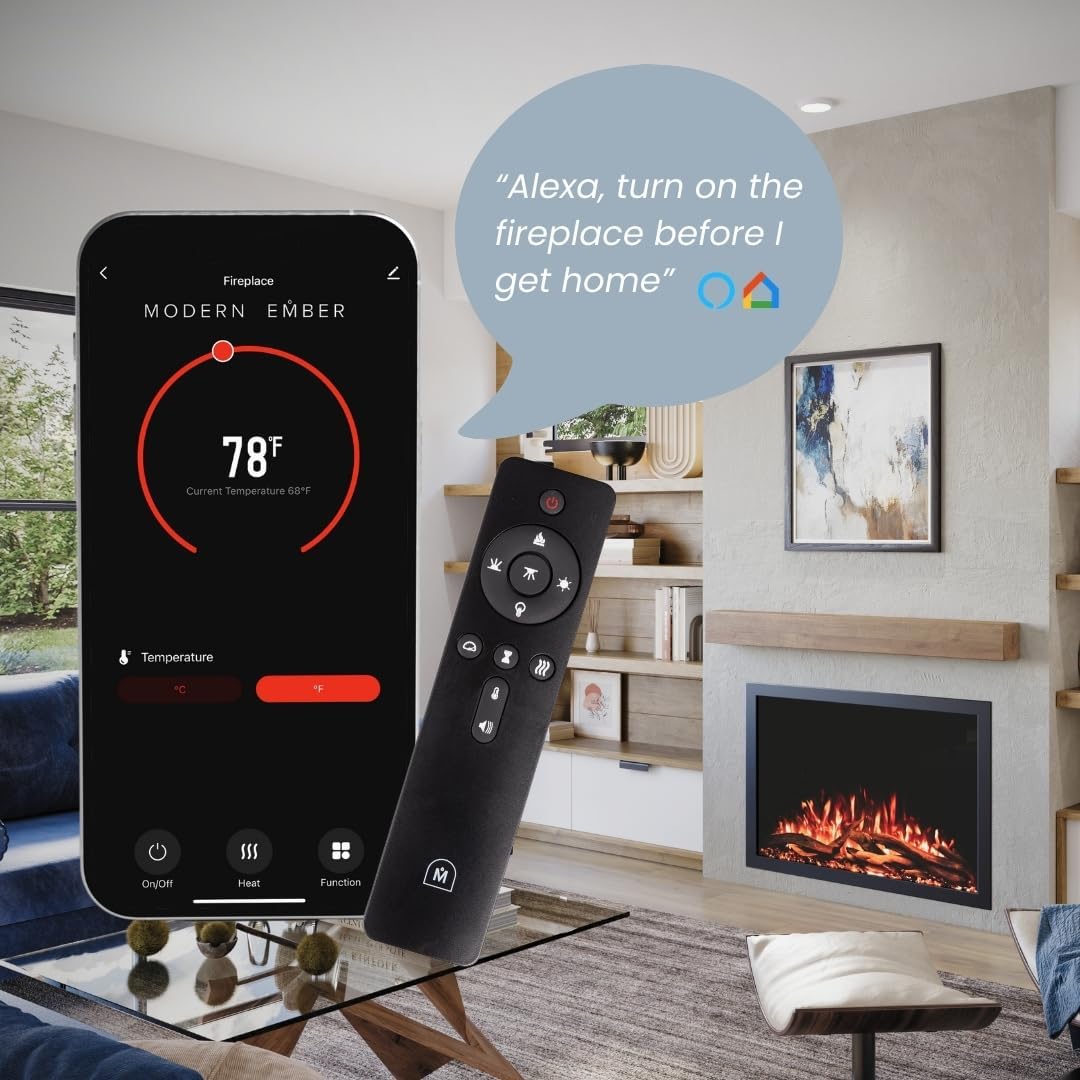 Modern Ember Highmark Traditional 38 Inch Built-in Smart Electric Fireplace Insert | Alexa/WiFi Enabled - Remote Included | Electric Firebox Heater with Multi-Color Flames | 1500W