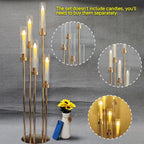 10 Set 5 Arm Golden Candle Holder with Acrylic Lampshade, 41.3'' Tall Candlesticks Holder for Christmas Wedding Housewarming Gift,Metal Candle Holders Candlestick Centerpiece,Fit 0.87'' LED Candle